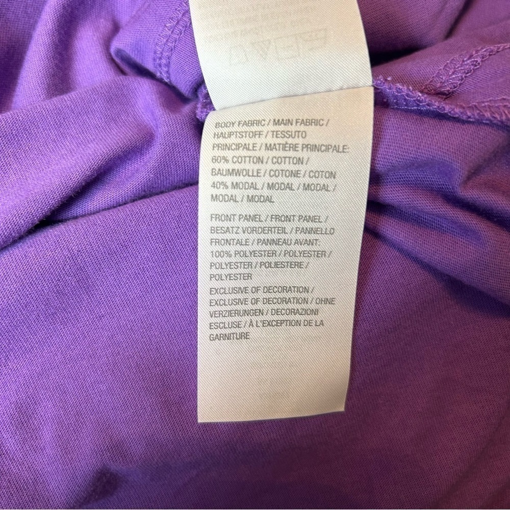 LOGO by Lori Goldstein Purple Short Sleeve High Low Lace Accent Top Sz.XS - Picture 16 of 16